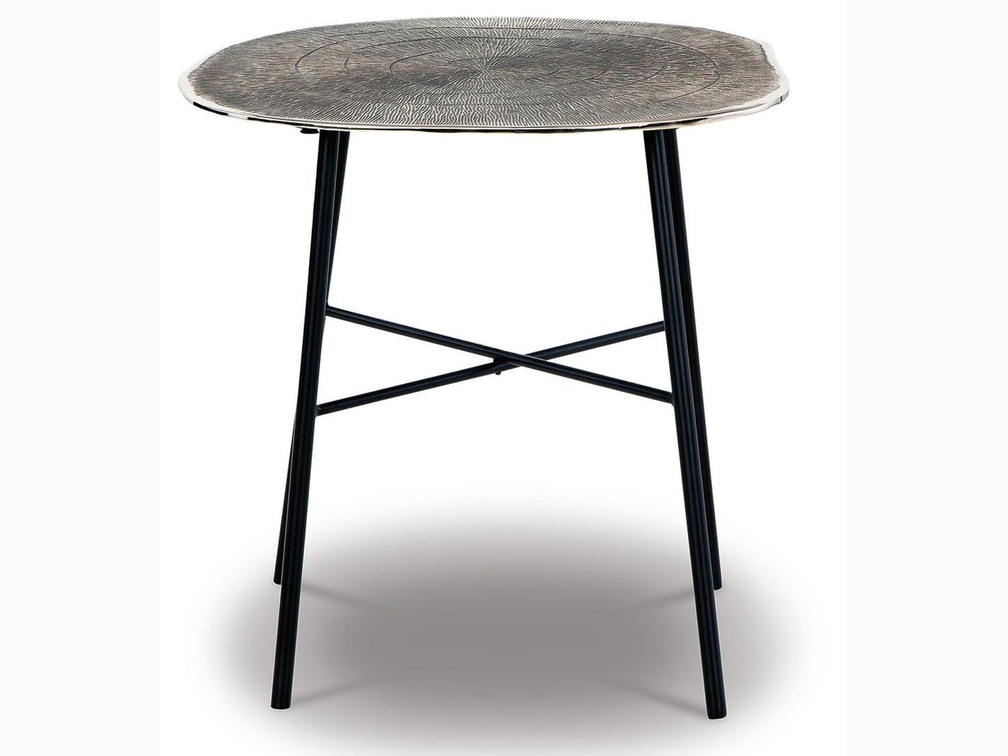 Laverford - Round End Table - Chrome / Black