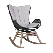 Fanny - Outdoor Patio Rocking Chair - Light Eucalyptus Wood And Charcoal Rope