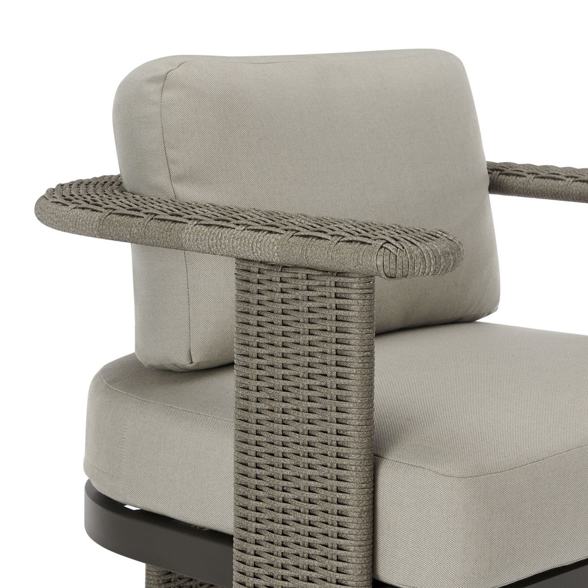 Ciela - Outdoor Club Chair With Rattan Trim Aluminum Frame And Clouded Taupe Cushions - Dark Bronze / Gray