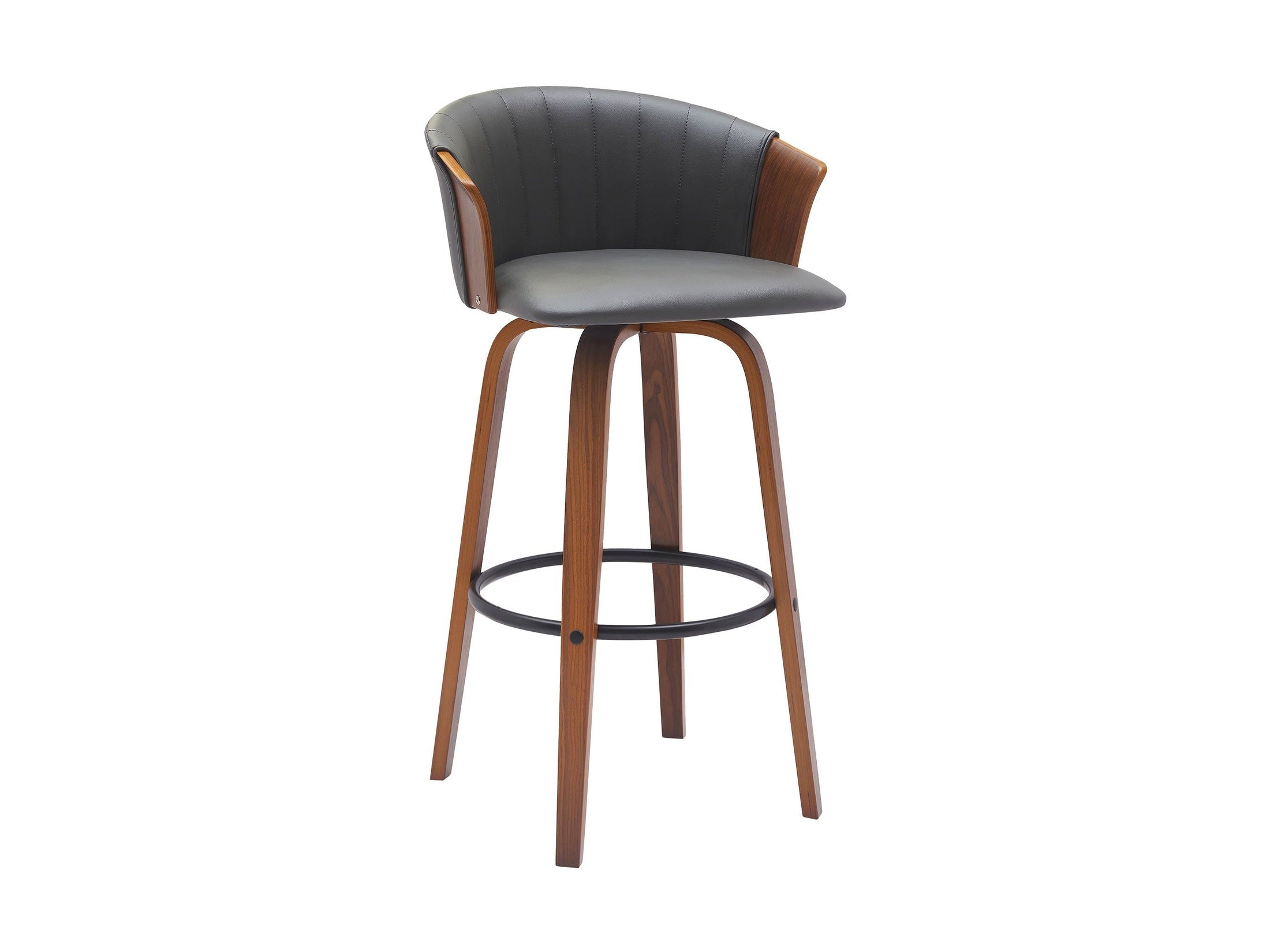 Diana - Swivel Walnut Wood Faux Leather Counter Stool
