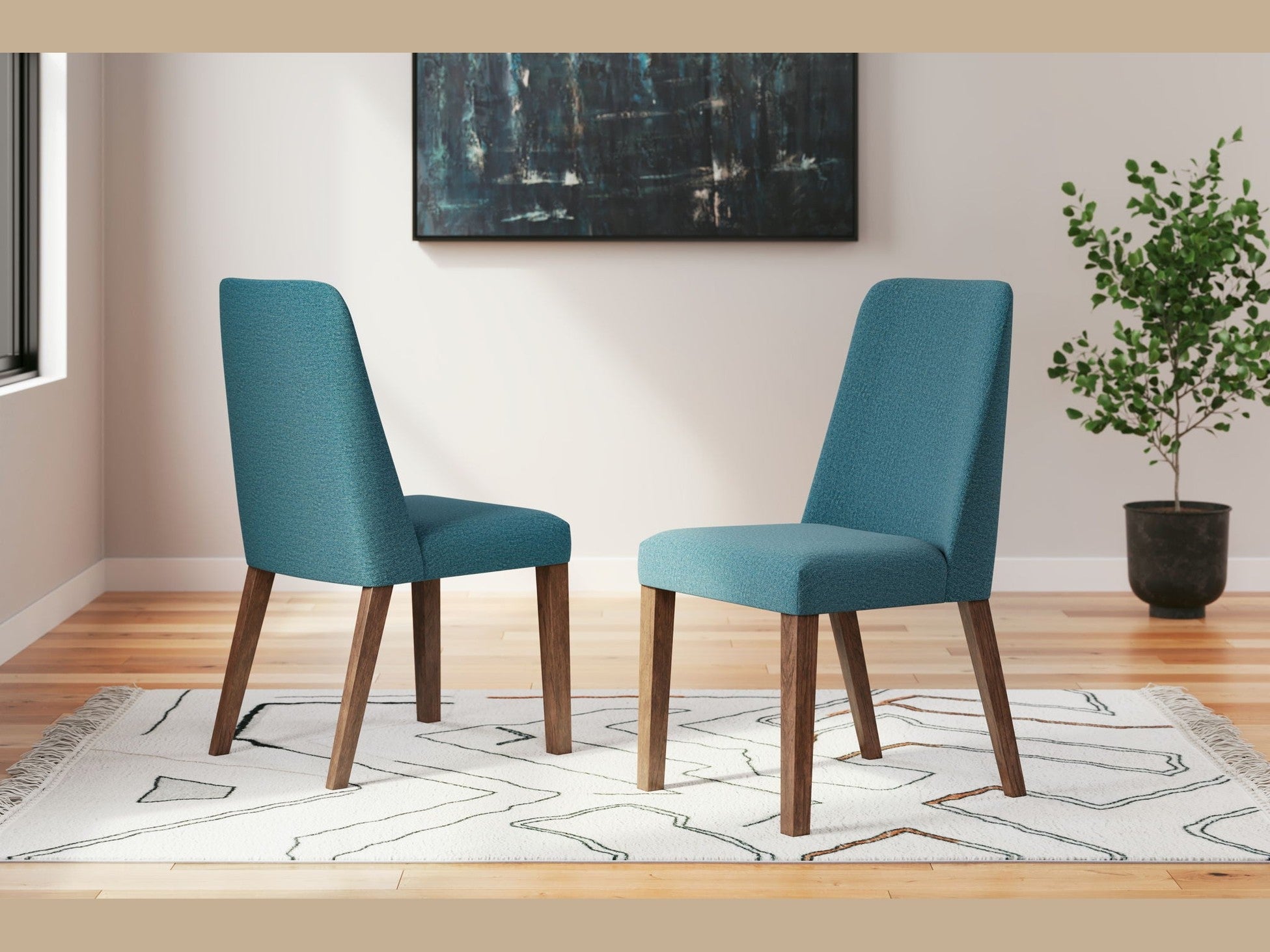 Lyncott - Dining Uph Side Chair (Set of 2) - Blue / Brown