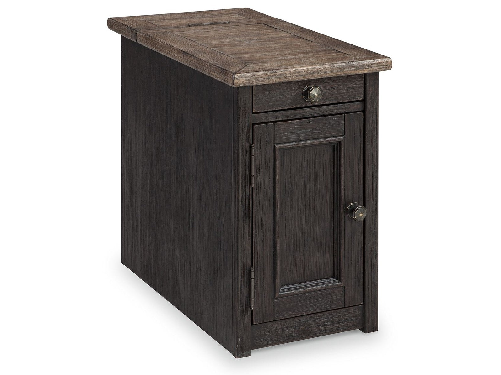 Tyler Creek - Chair Side End Table - Grayish Brown / Black