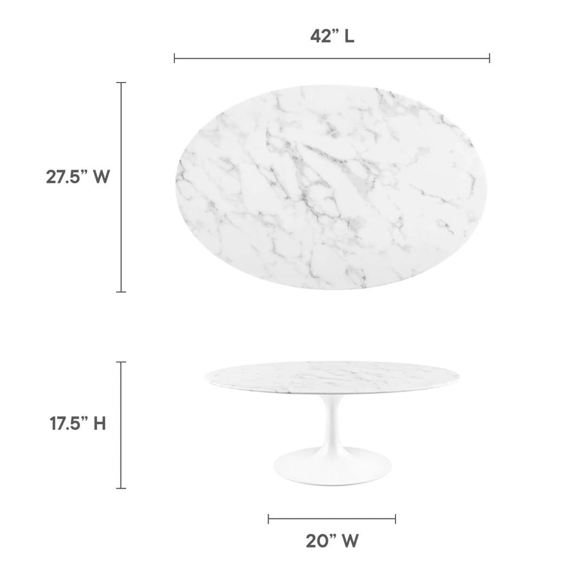 Modway Lippa 42" Oval Artificial Marble Coffee Table