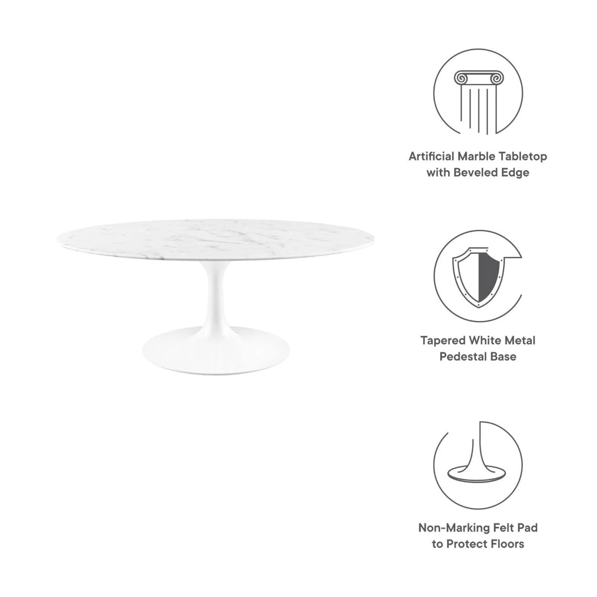 Modway Lippa 42" Oval Artificial Marble Coffee Table