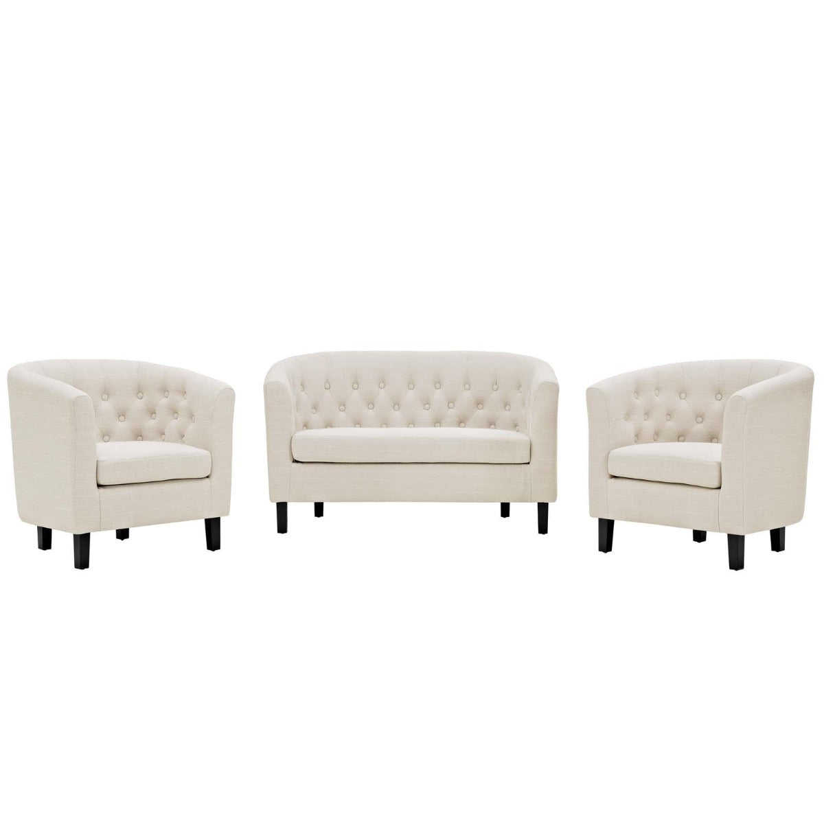 Modway Prospect 3 Piece Upholstered Fabric Loveseat and Armchair Set