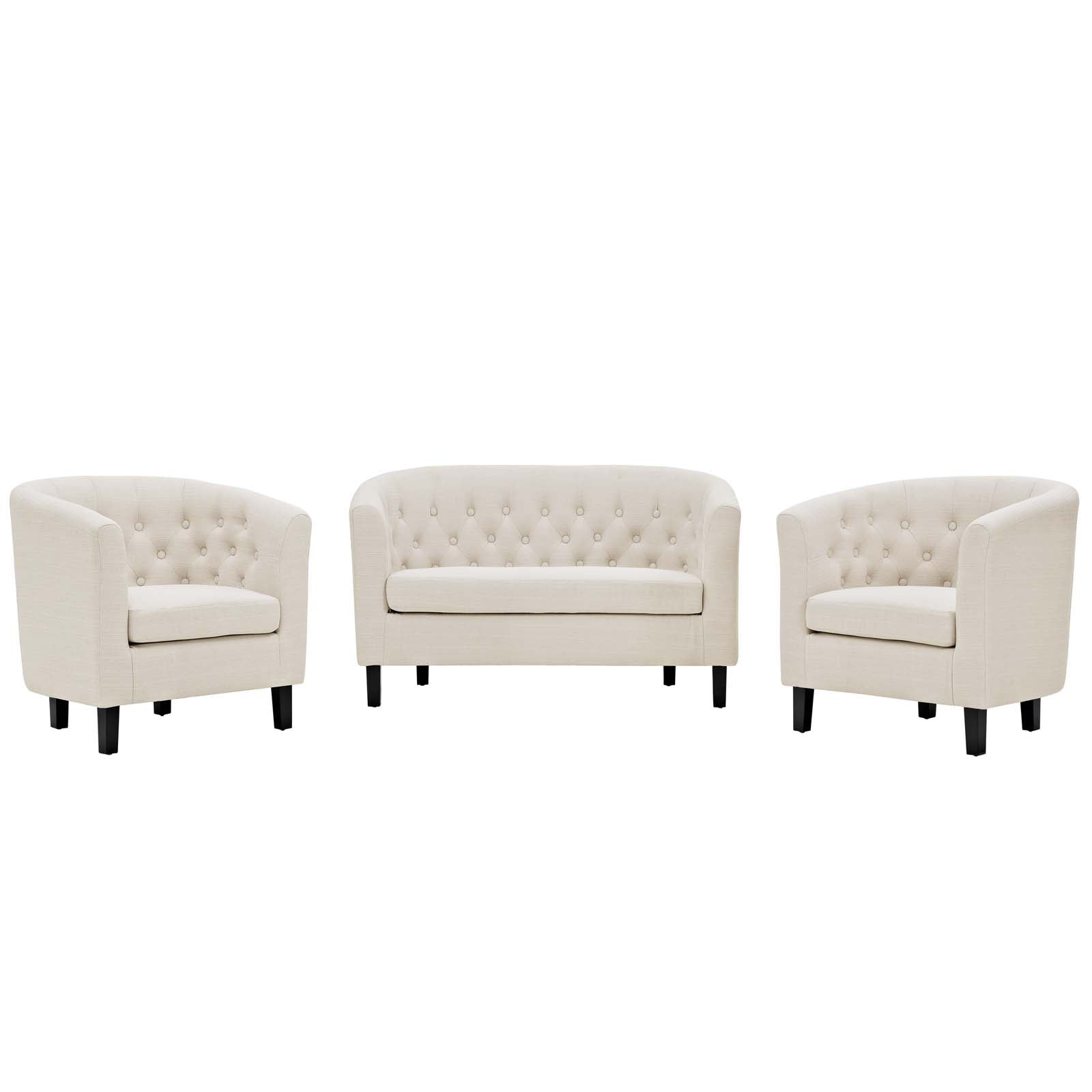 Modway Prospect 3 Piece Upholstered Fabric Loveseat and Armchair Set