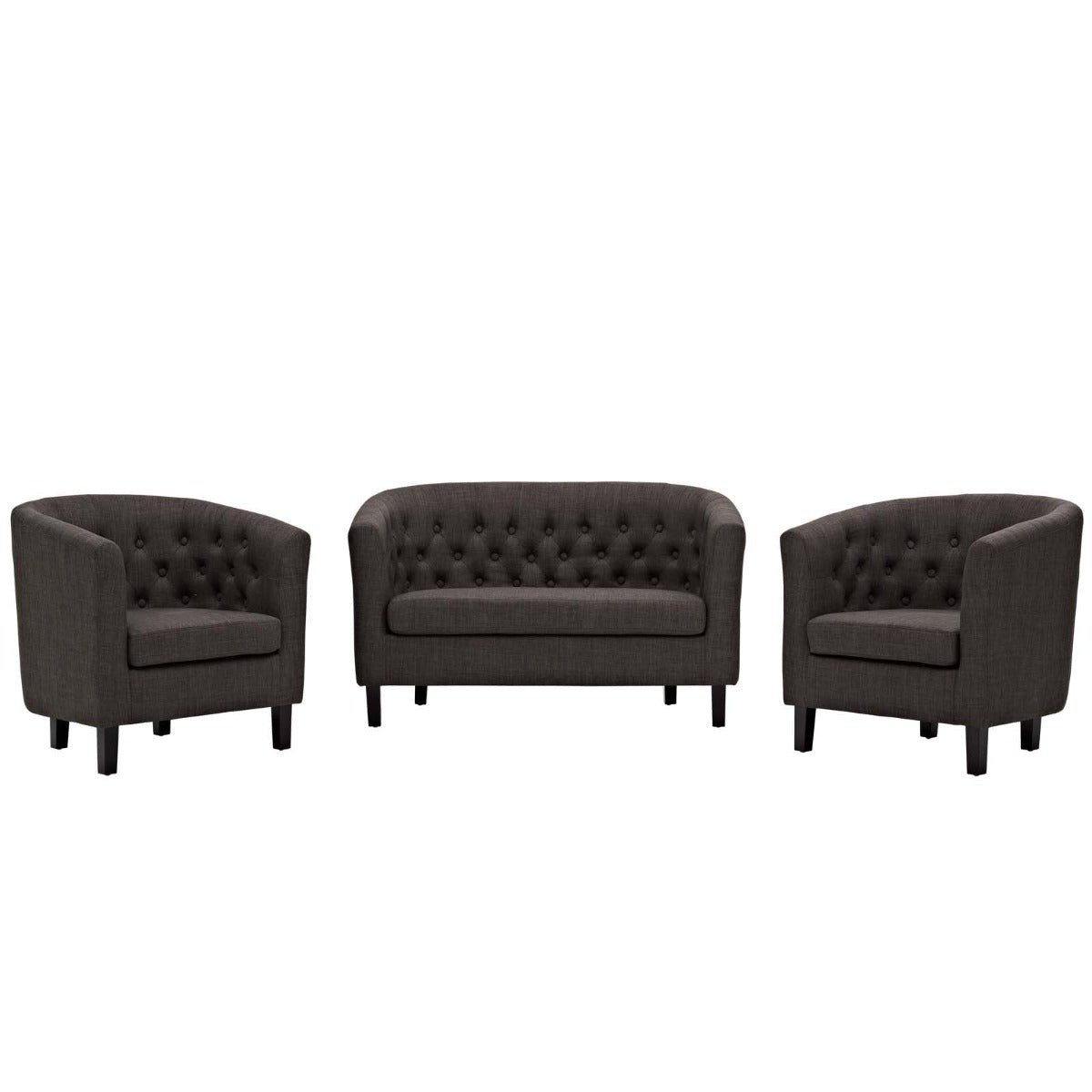 Modway Prospect 3 Piece Upholstered Fabric Loveseat and Armchair Set