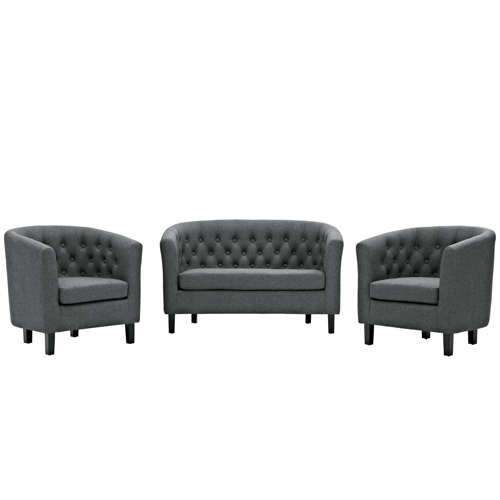 Modway Prospect 3 Piece Upholstered Fabric Loveseat and Armchair Set