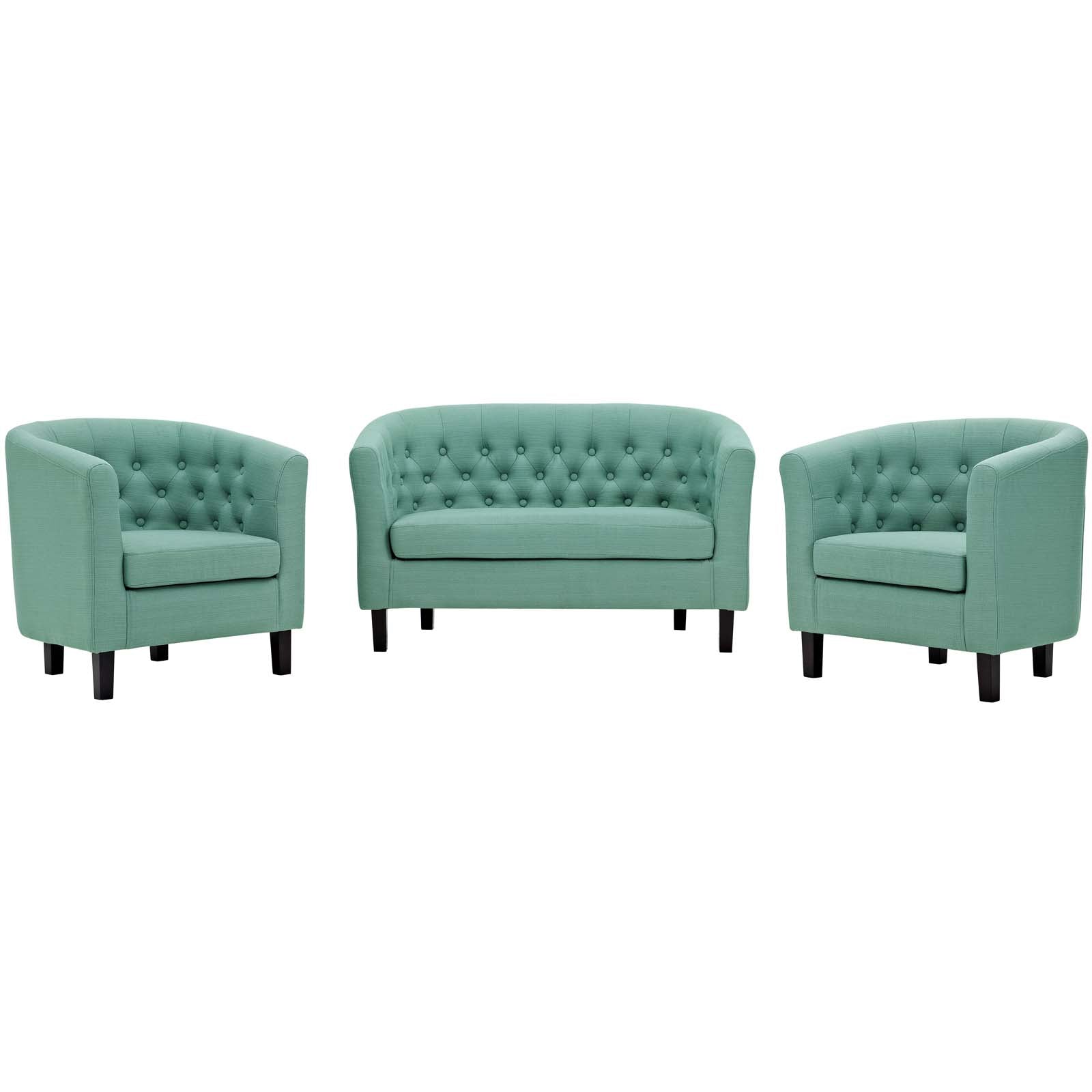 Modway Prospect 3 Piece Upholstered Fabric Loveseat and Armchair Set