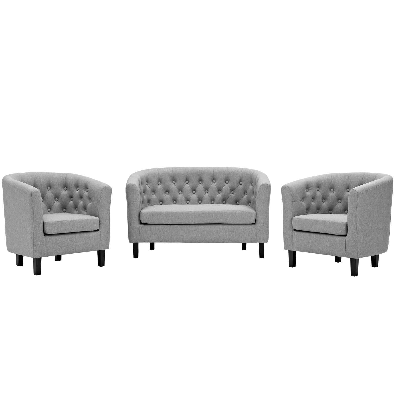 Modway Prospect 3 Piece Upholstered Fabric Loveseat and Armchair Set