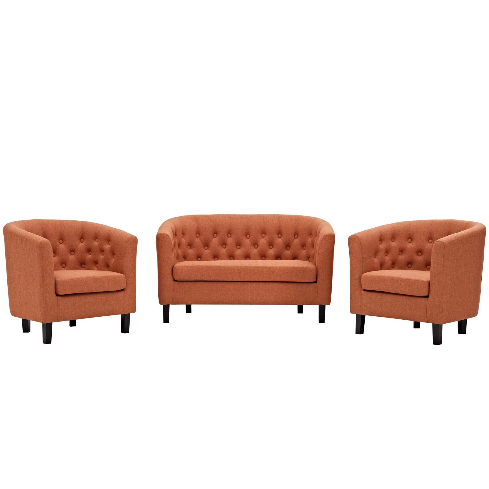 Modway Prospect 3 Piece Upholstered Fabric Loveseat and Armchair Set