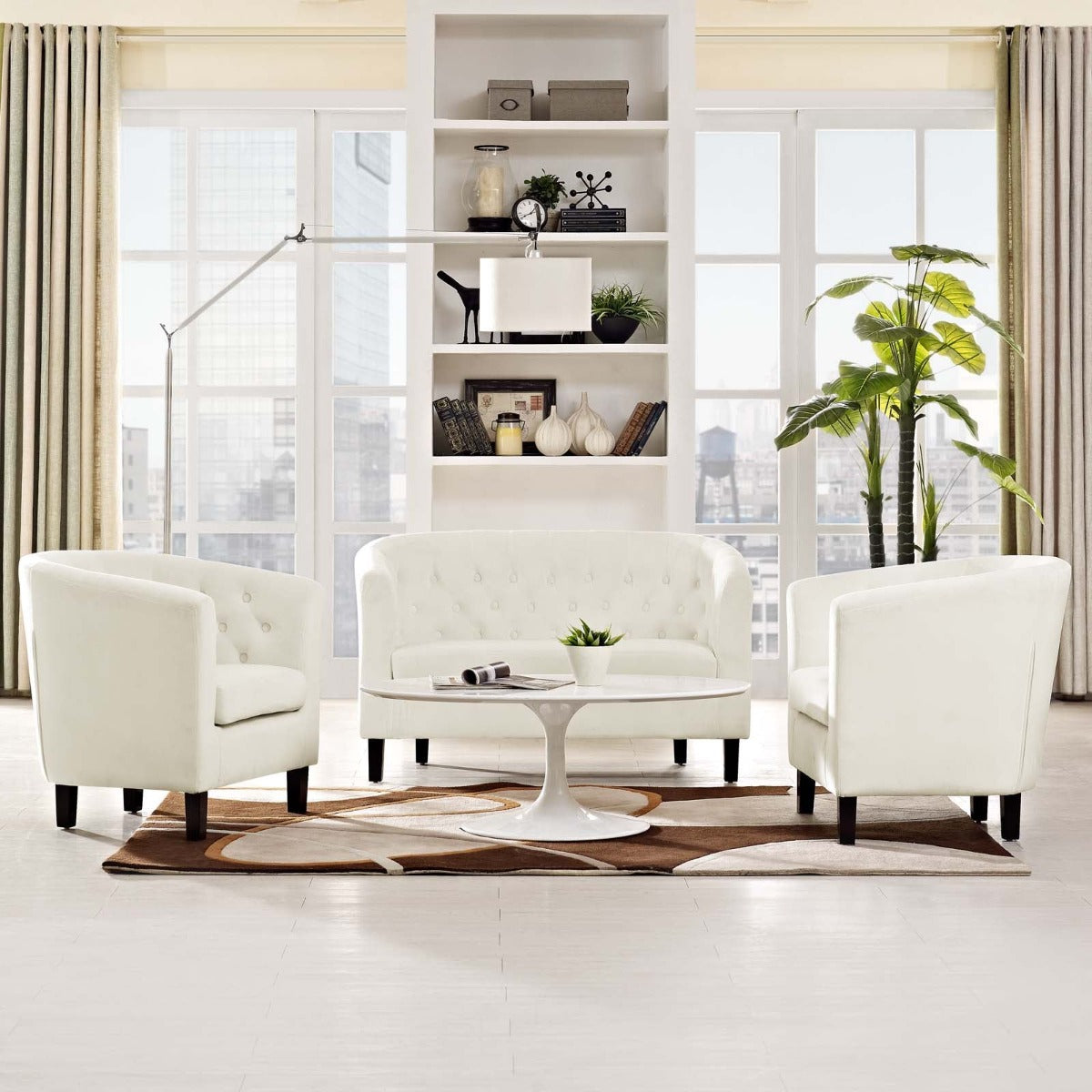 Modway Prospect 3 Piece Performance Velvet Loveseat and Armchair Set