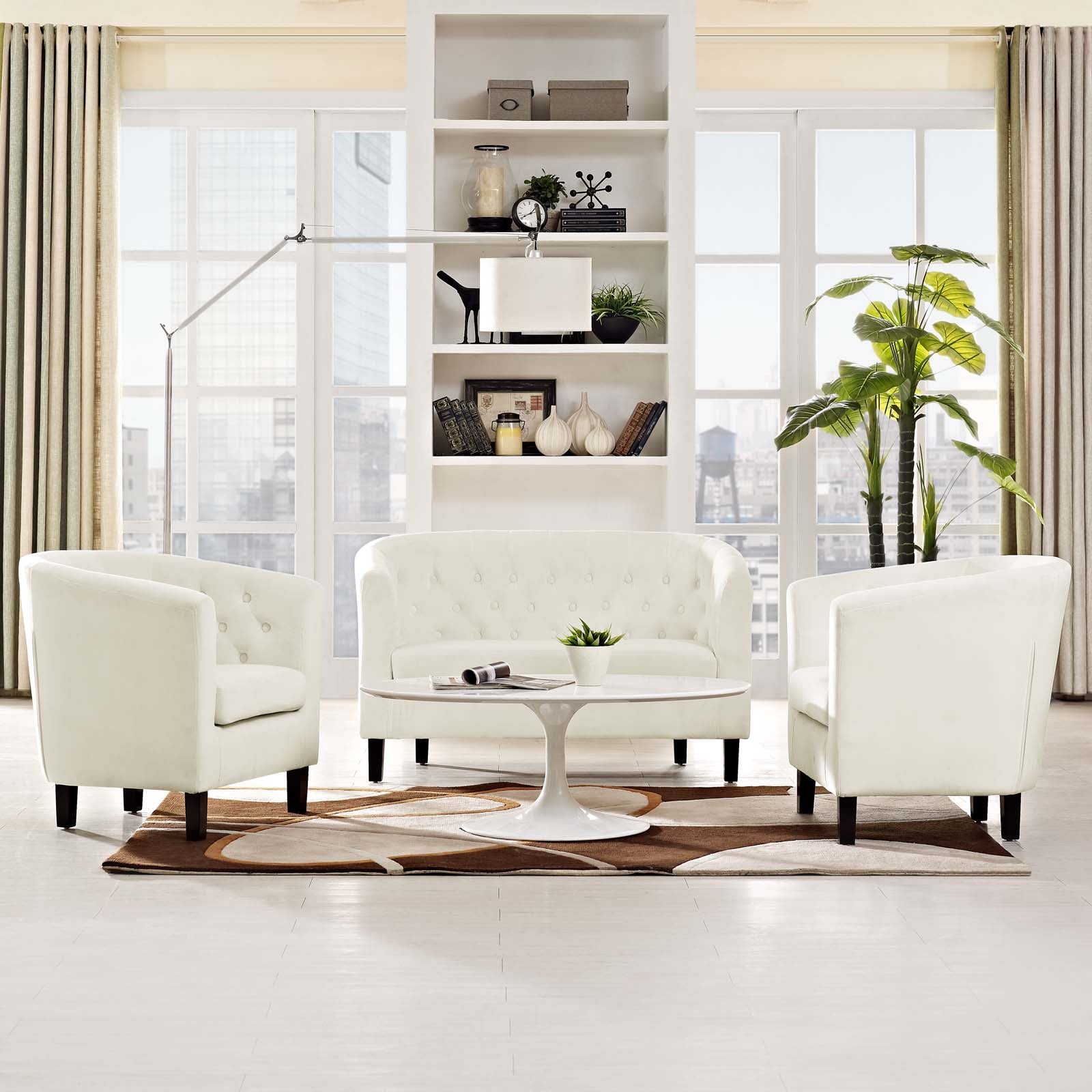 Modway Prospect 3 Piece Performance Velvet Loveseat and Armchair Set