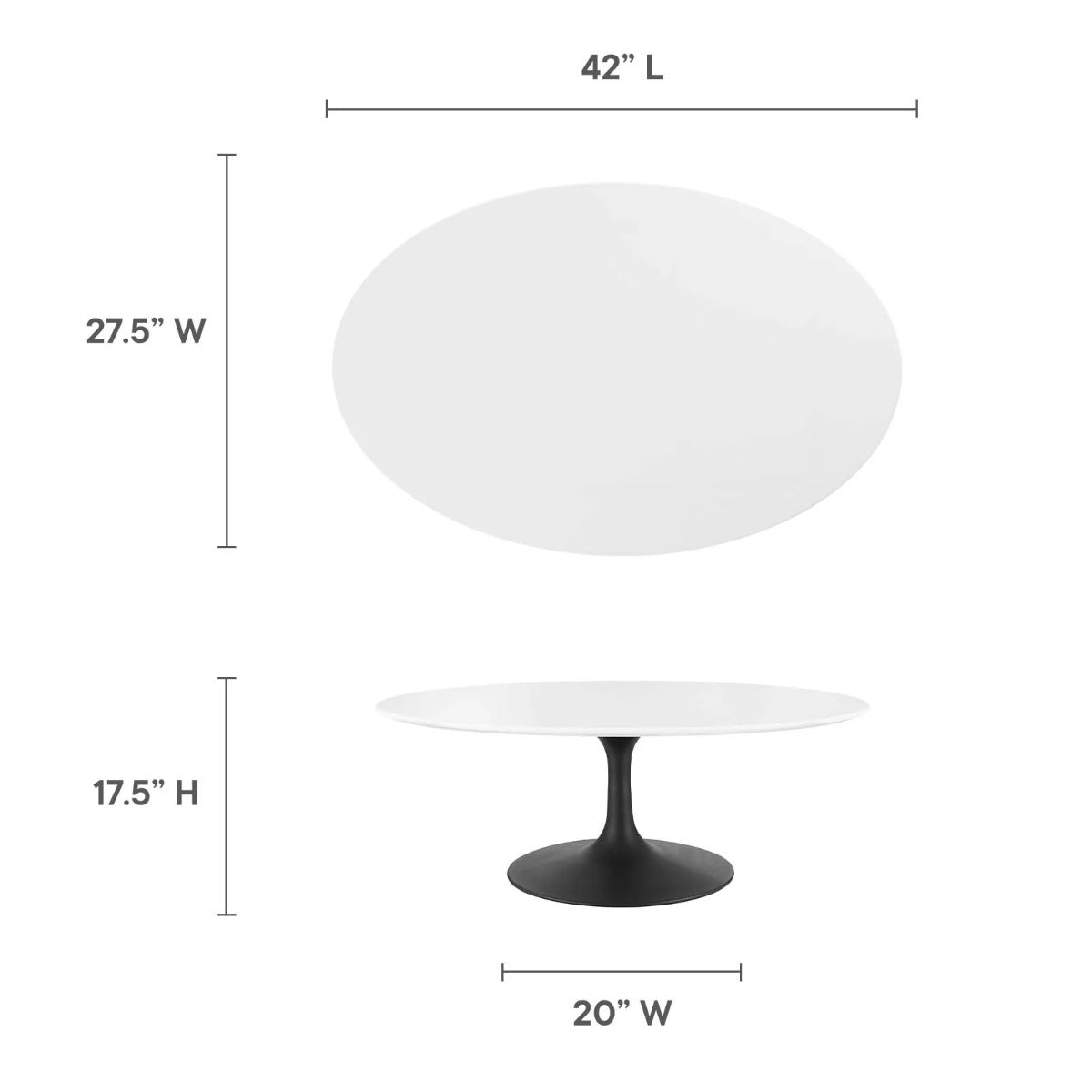 Modway Lippa 42" Oval Coffee Table