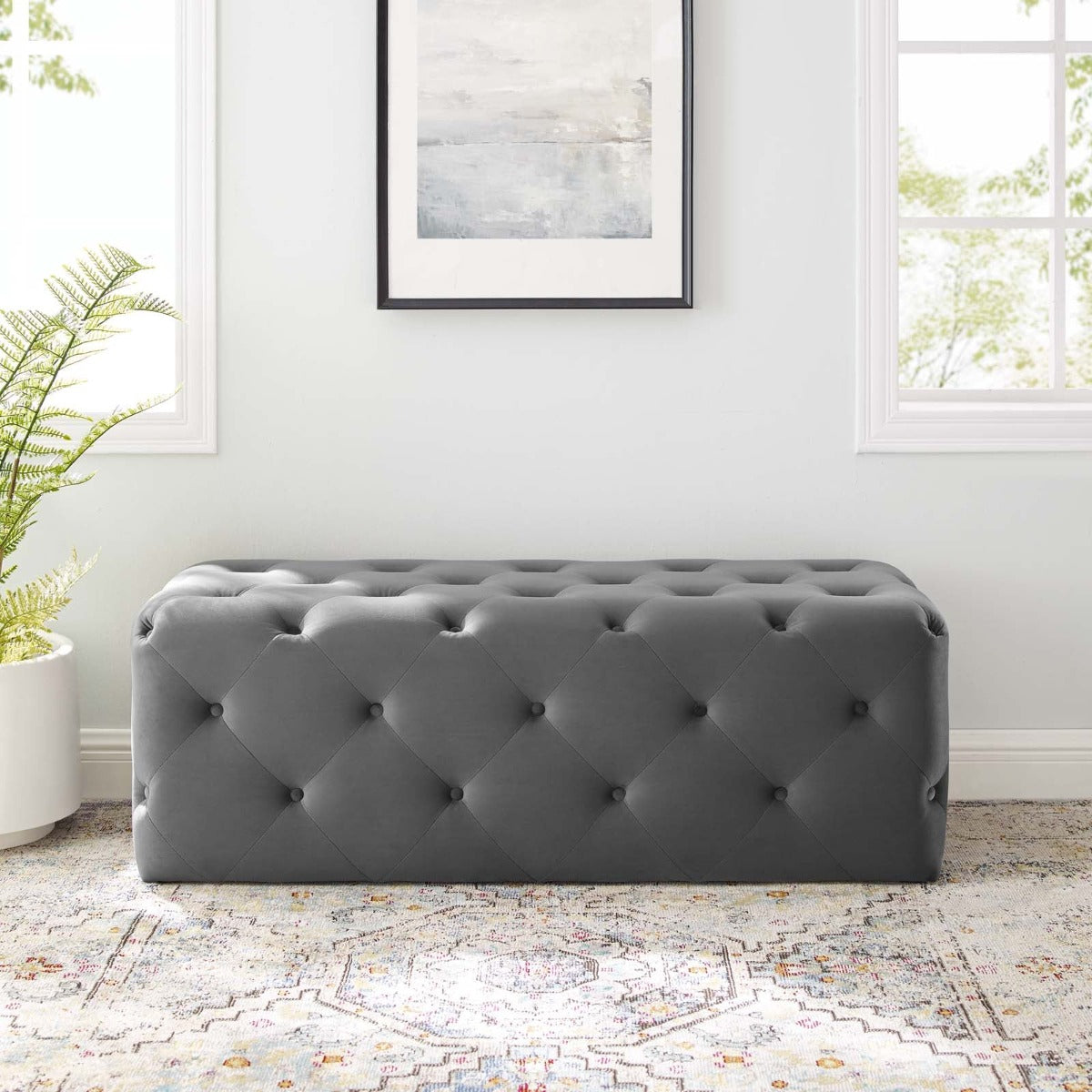Modway Amour 48" Tufted Button Entryway Performance Velvet Bench