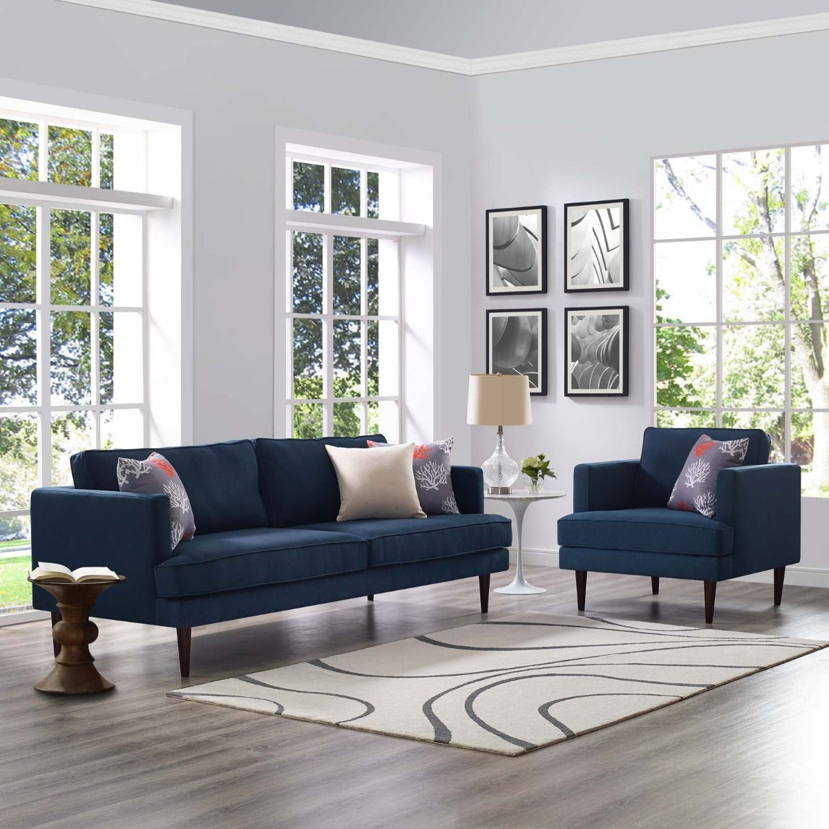 Modway Agile Upholstered Fabric Sofa and Armchair Set