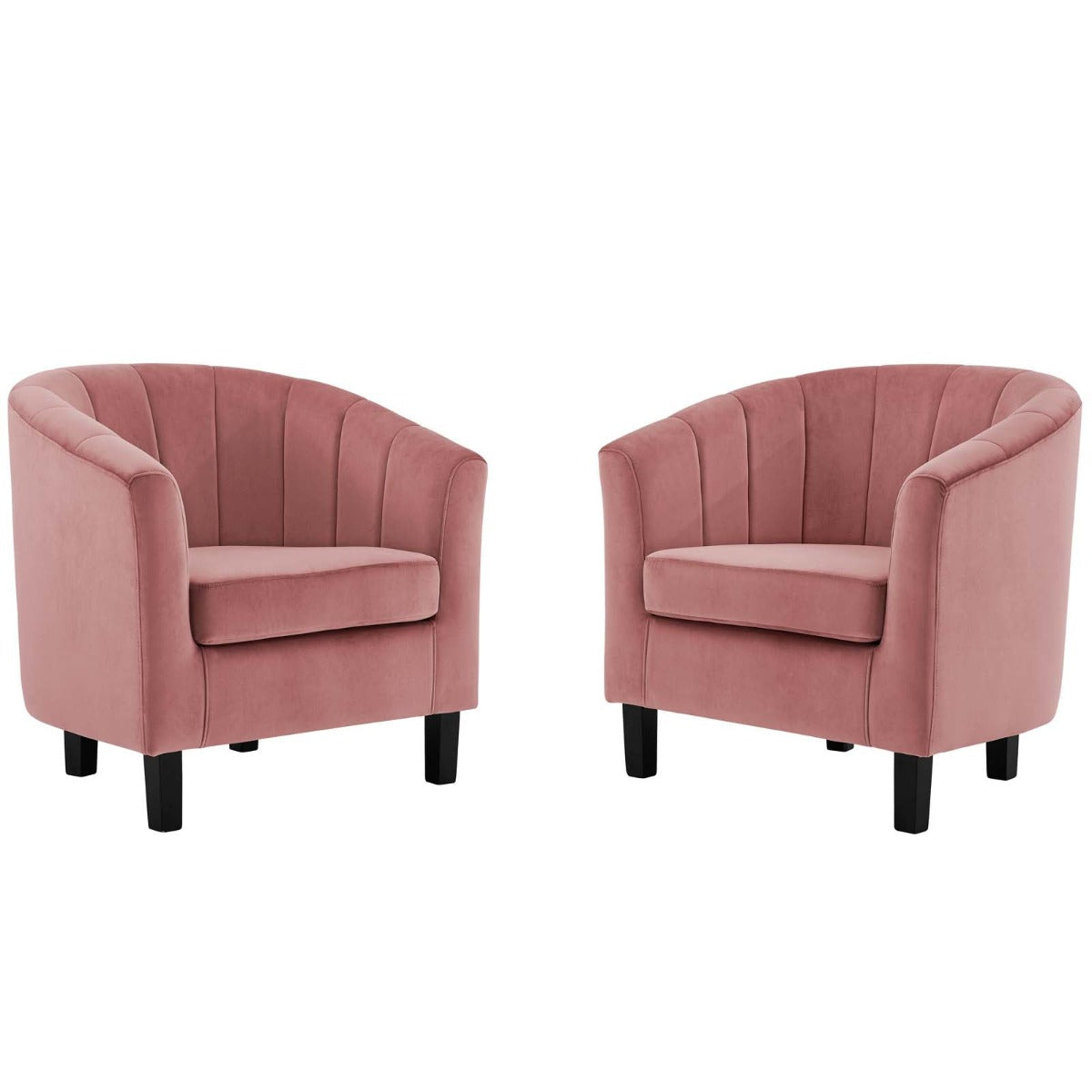 Modway Prospect Channel Tufted Performance Velvet Armchair Set of 2