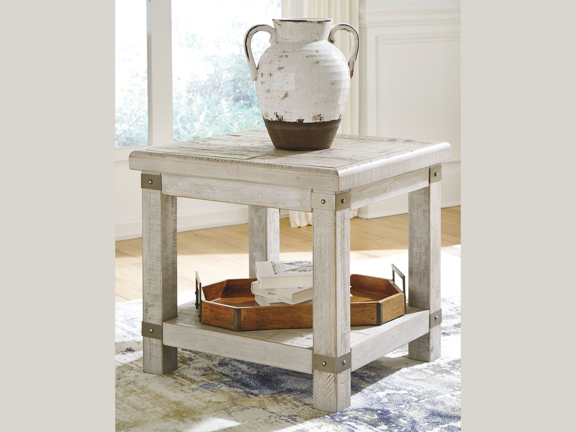 Carynhurst - Rectangular End Table - White Wash Gray