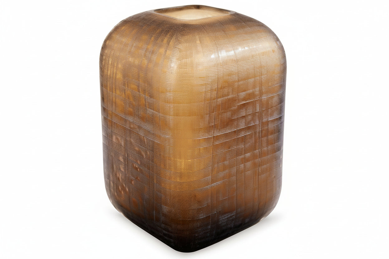 Decorative vase with textured surface on a white background