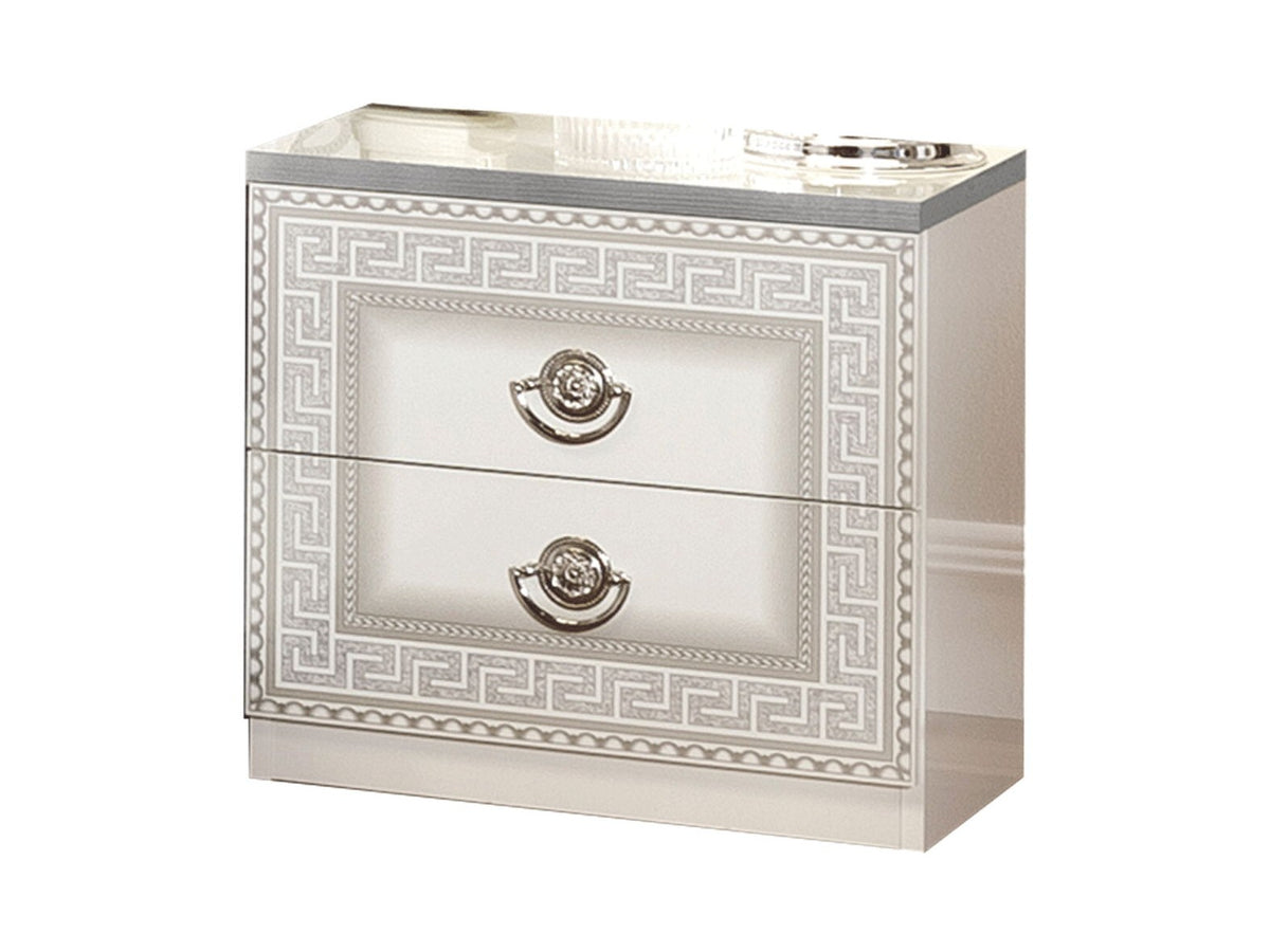 Aida - Nightstand - White / Silver