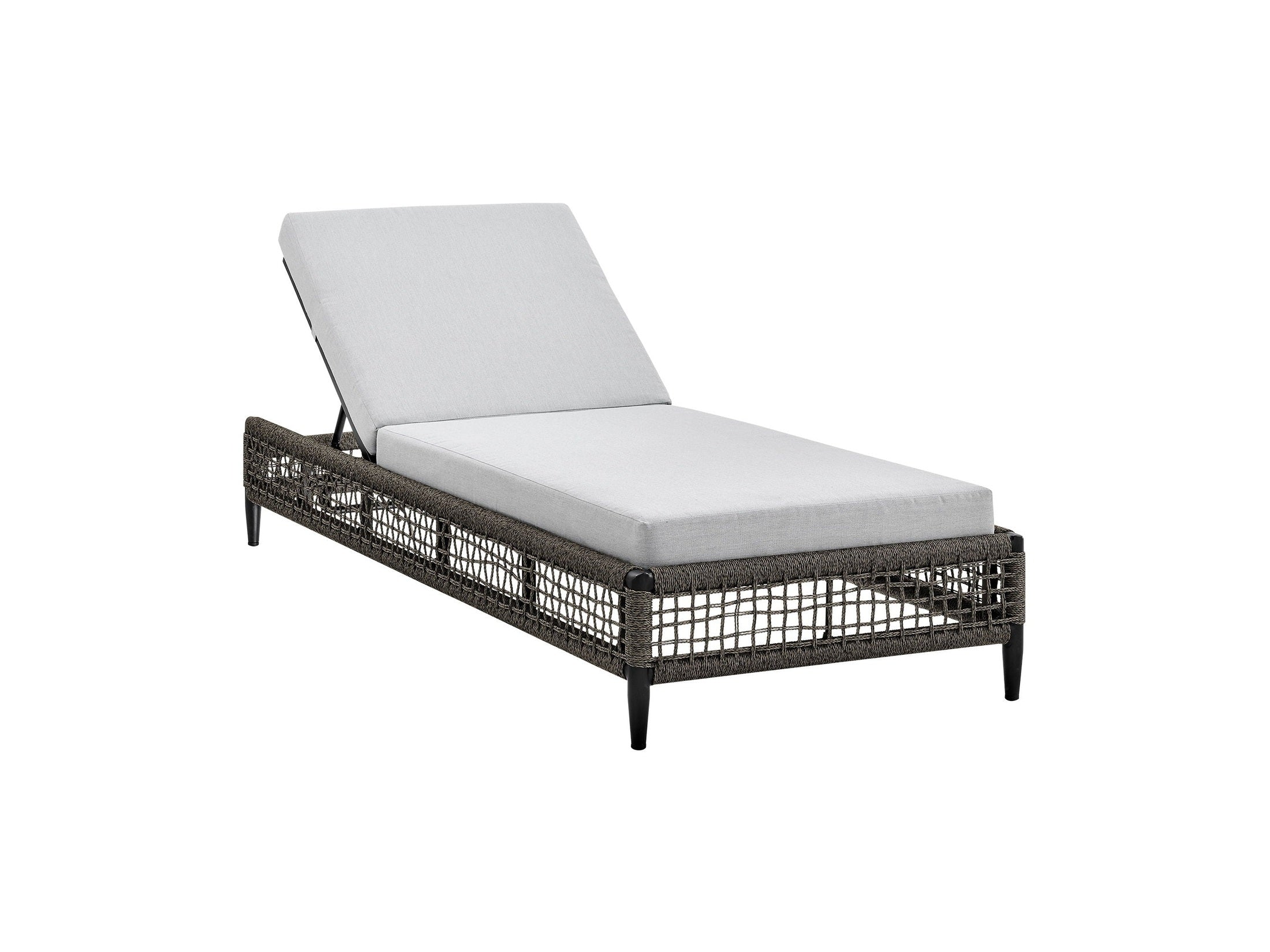Alegria - Outdoor Patio Adjustable Chaise Lounge Chair In Aluminum With Gray Rope And Cushions