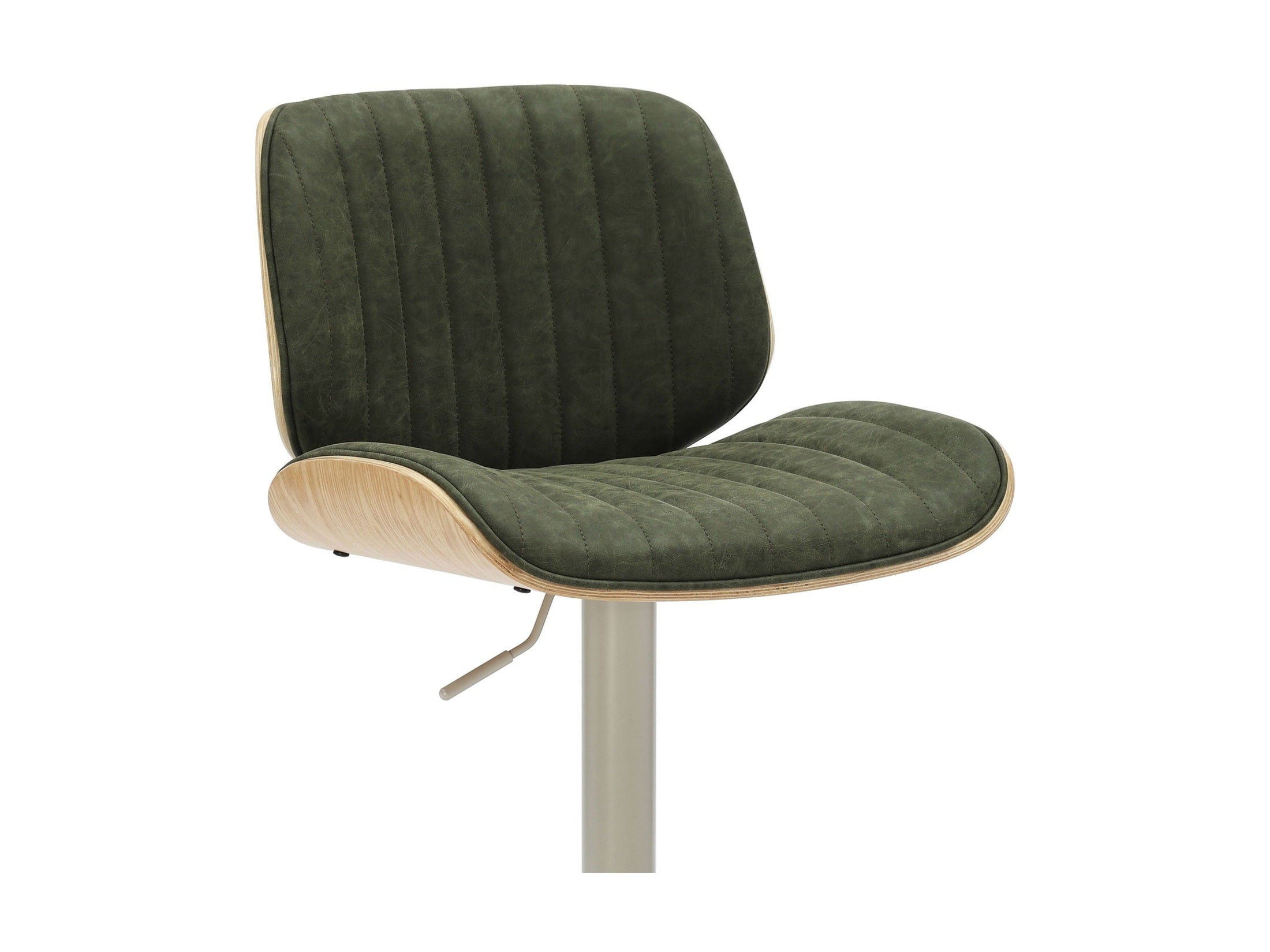 Brock - Adjustable Swivel Curved Back Wood Bar Stool With Faux Leather Seat