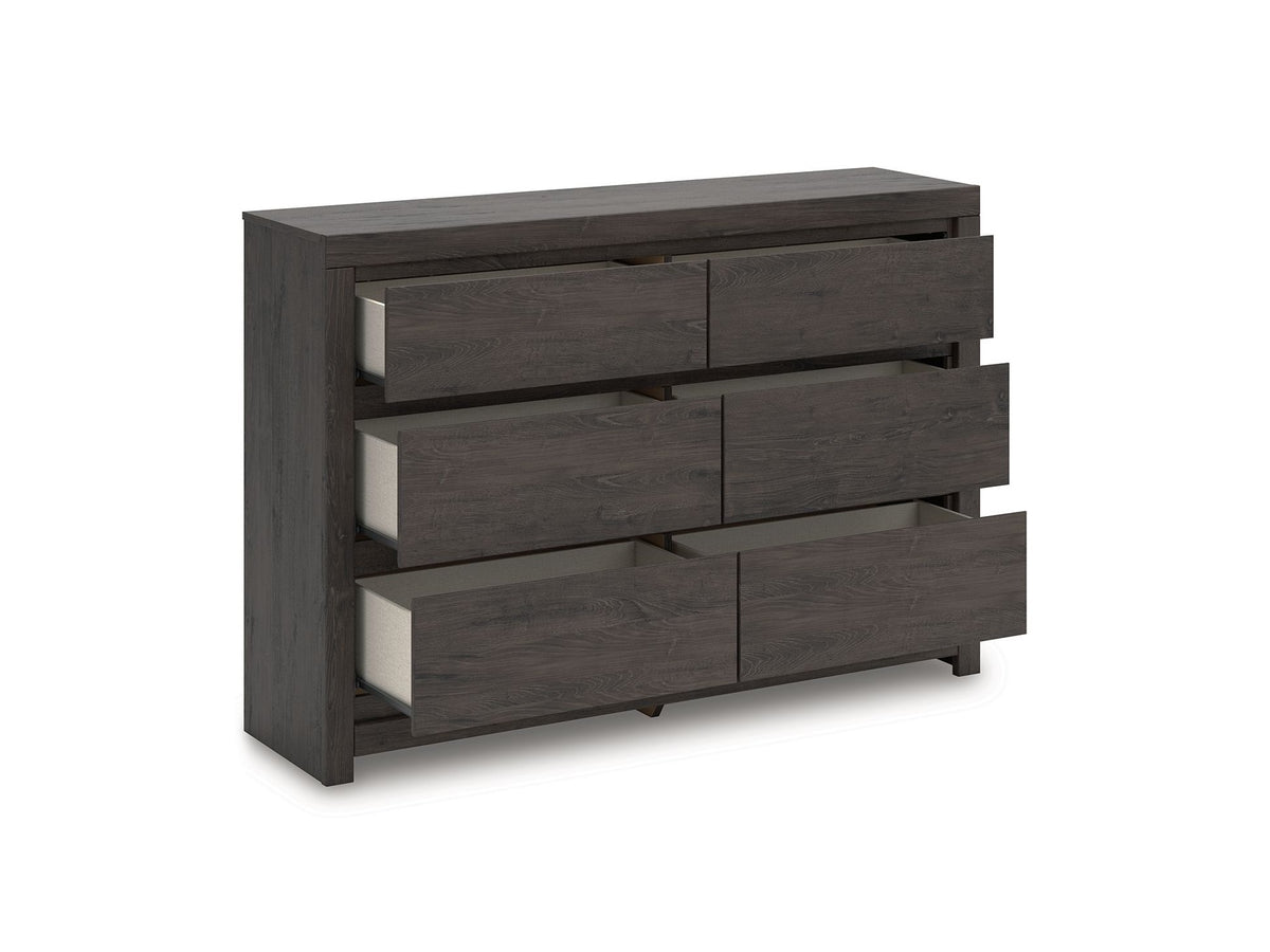 Fraluna - Six Drawer Dresser - Charcoal