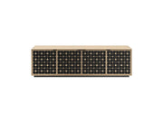 Rectangular metal object with grid pattern on a white background