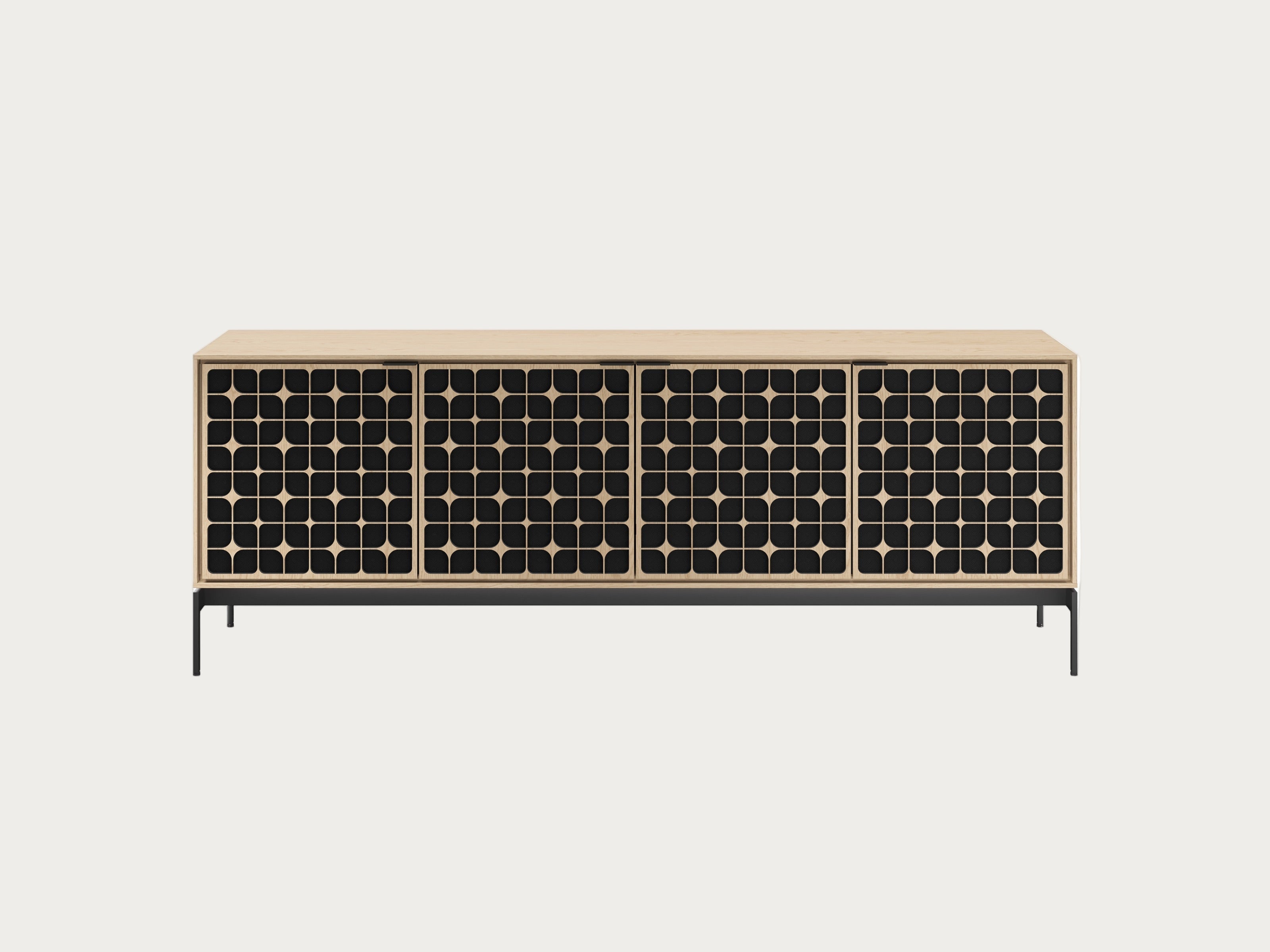 Modern cabinet with geometric design on a white background