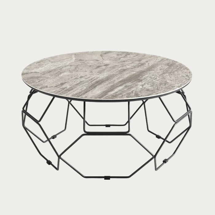 Ellipse Coffee Table with Gray Ceramic Top