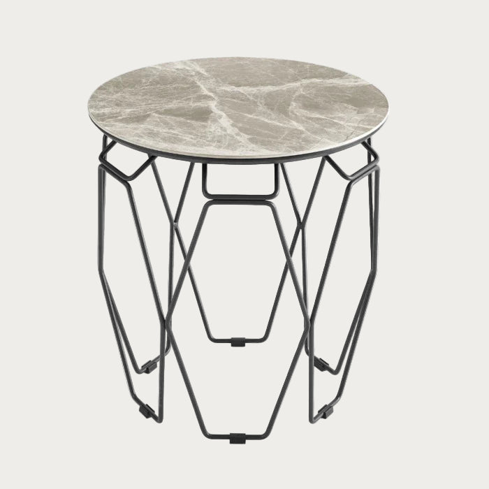 Ellipse End Table with Gray Ceramic Top
