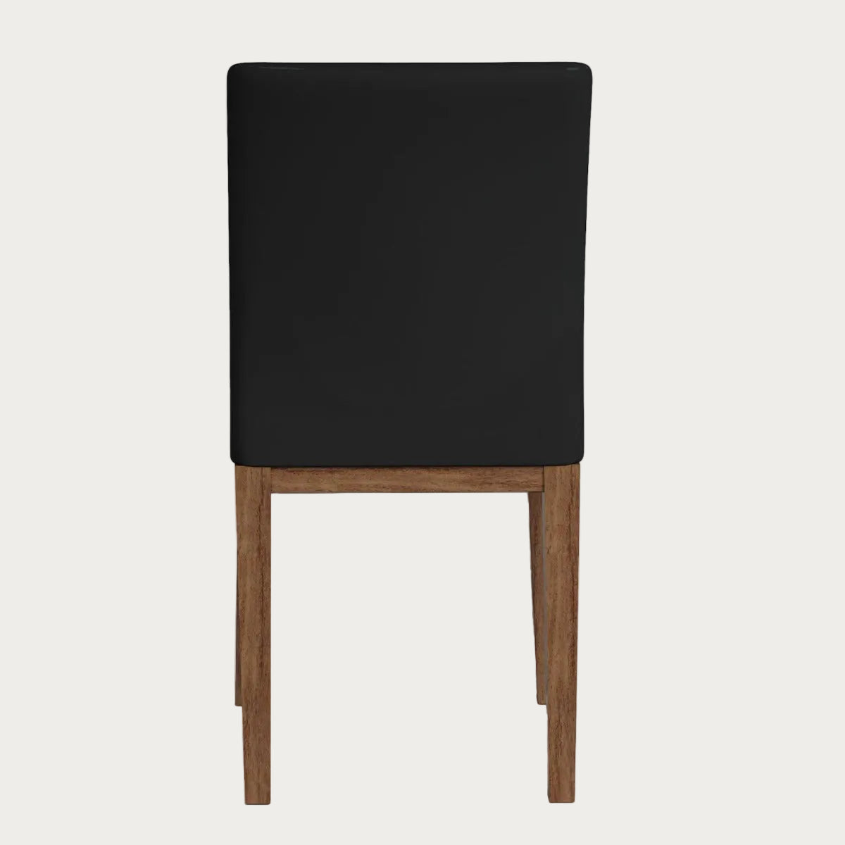 Emma black upholstered chair with wooden legs on a white background