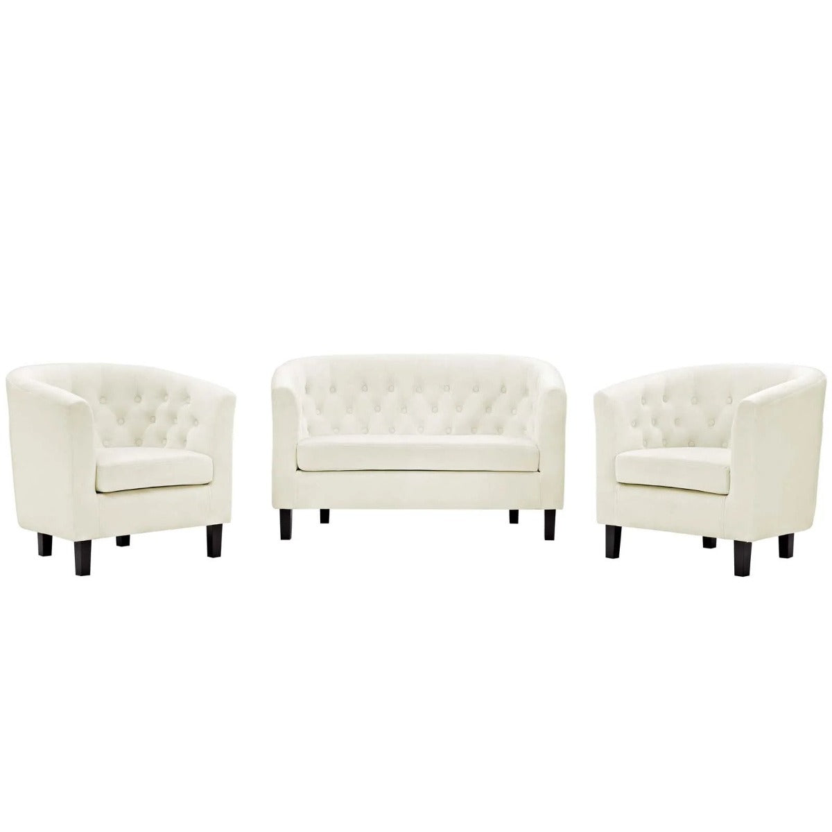 Modway Prospect 3 Piece Performance Velvet Loveseat and Armchair Set
