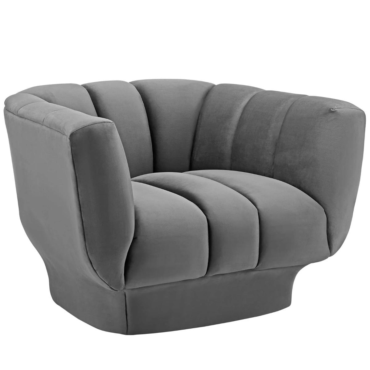 Modway Entertain Vertical Channel Tufted Performance Velvet Sofa and Armchair Set