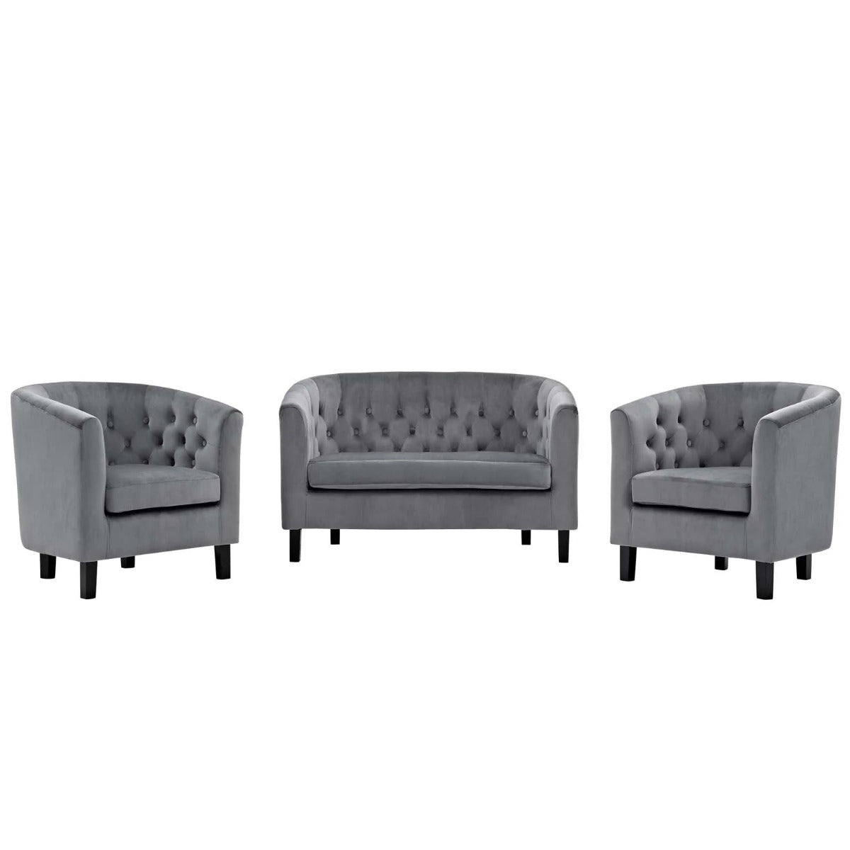 Modway Prospect 3 Piece Performance Velvet Loveseat and Armchair Set