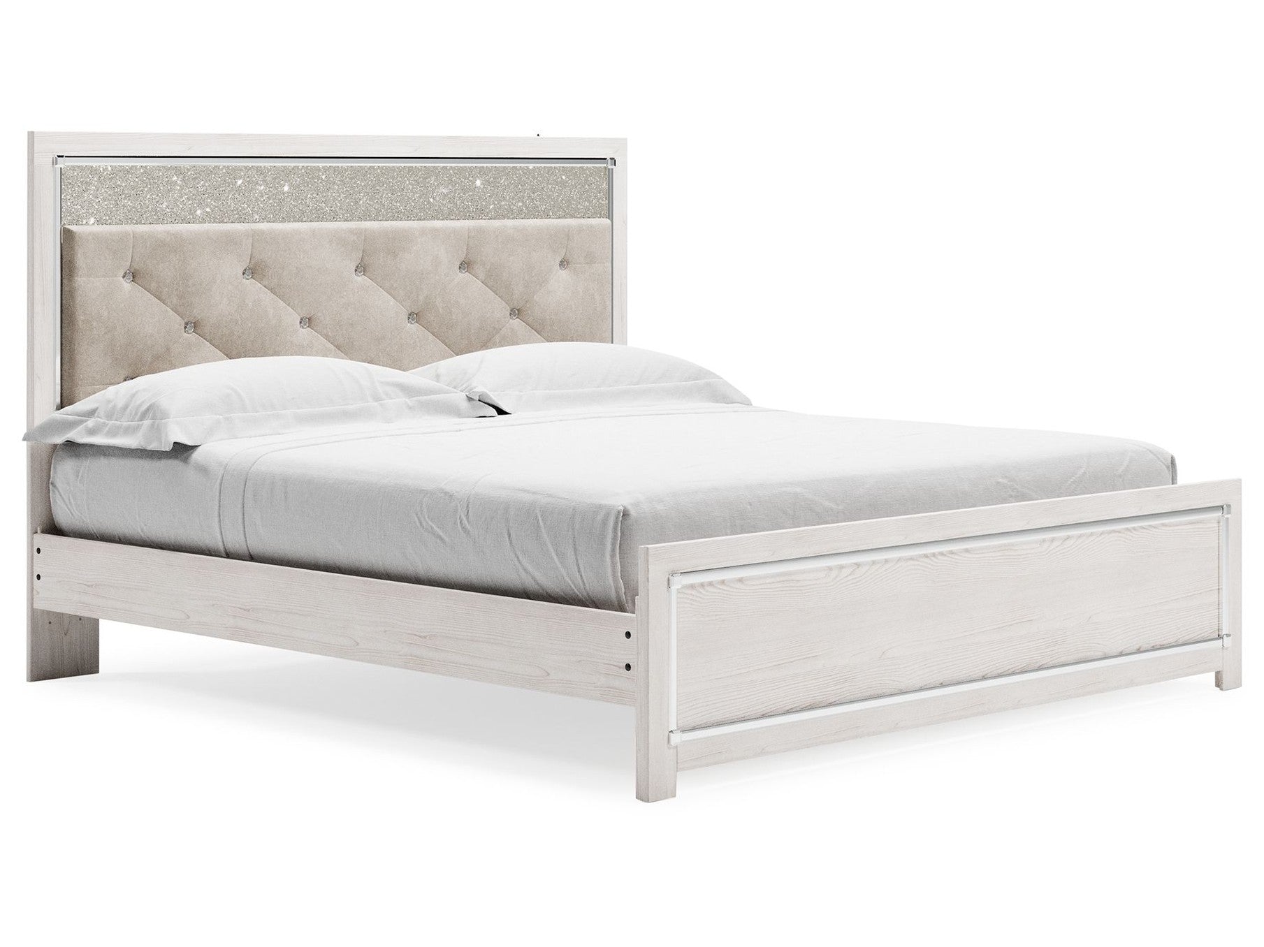 Altyra - King Panel Bed With Upholstered Headboard - White