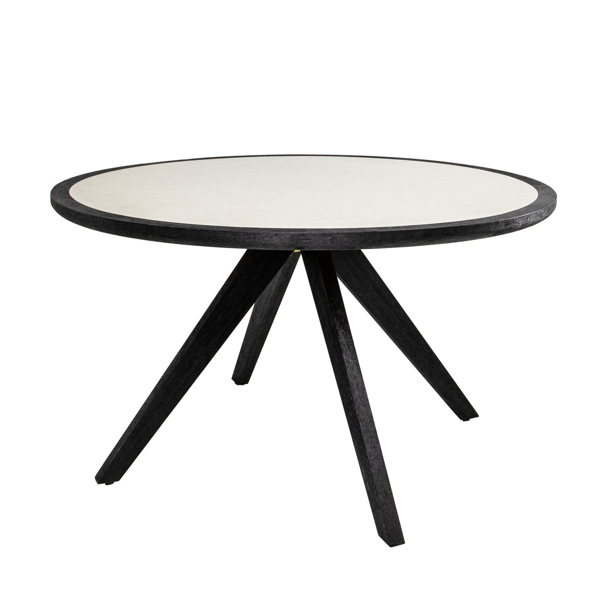 Cezar - 51" Round Outdoor Dining Table, Seats 4 - Black & White Veinstone