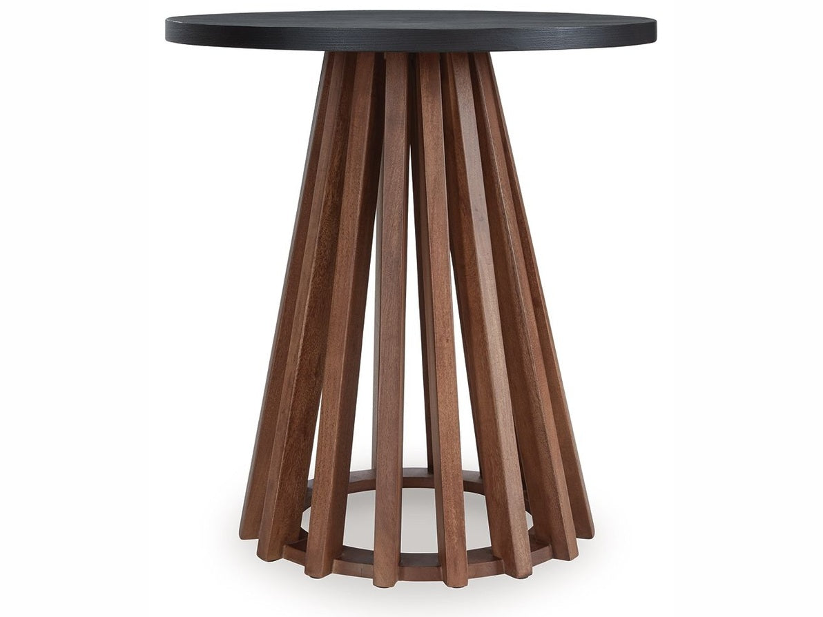 Kallari - Round End Table - Warm Brown / Black