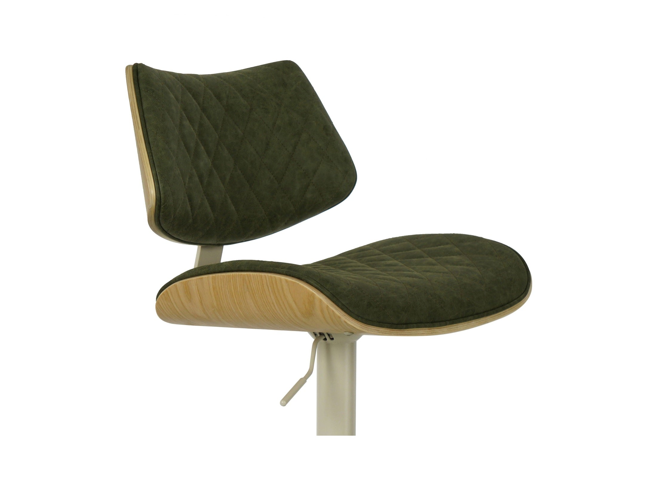 Leland - Adjustable Swivel Curved Back Wood Bar Stool With Faux Leather Seat