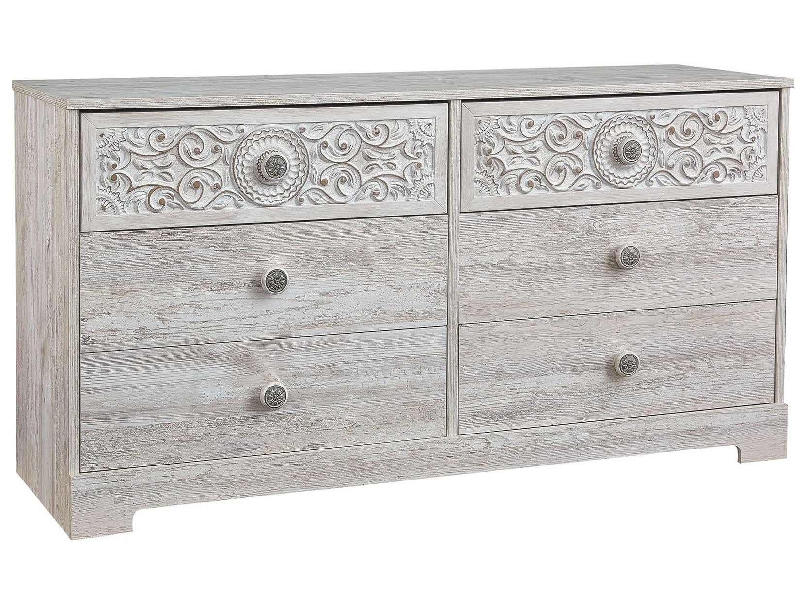 Paxberry - Six Drawer Dresser - Vinyl-Wrapped - Whitewash