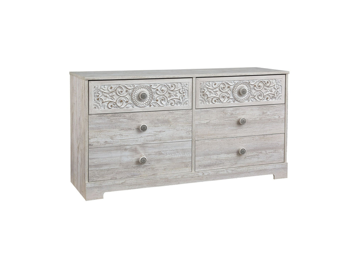 Paxberry - Six Drawer Dresser - Vinyl-Wrapped - Whitewash