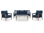 Gali - Sofa / Chairs / Table Set (Set of 4) - Gray / Blue