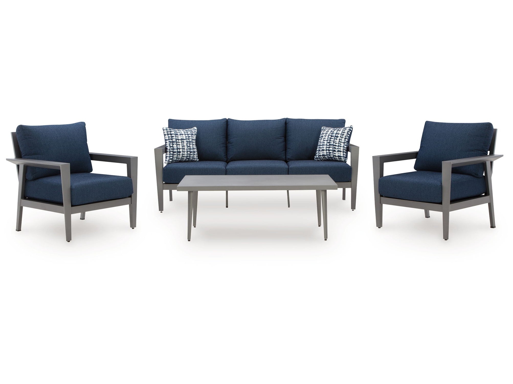Gali - Sofa / Chairs / Table Set (Set of 4) - Gray / Blue