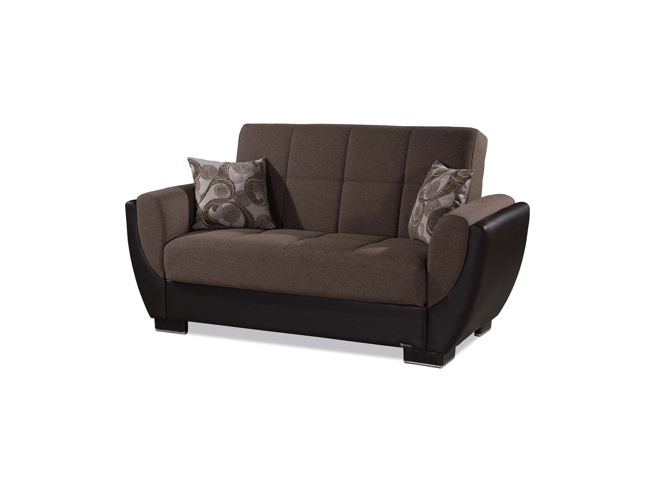 Ottomanson Armada Air - Upholstered Convertible Loveseat With Storage - Brown PU Polyester