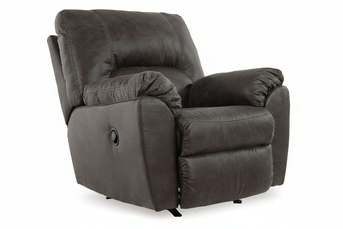 Gray recliner chair on a white background