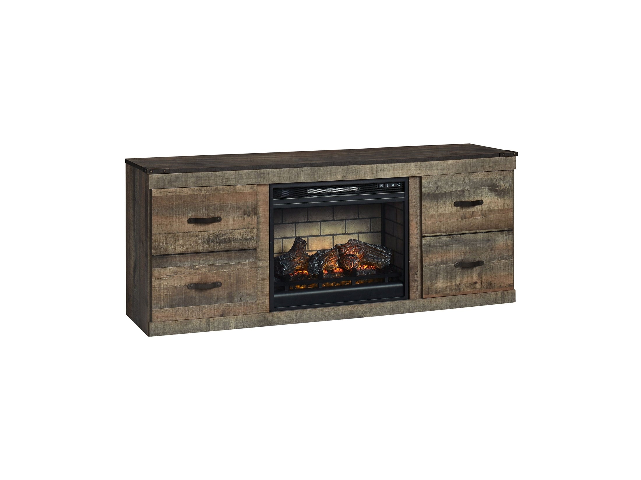 Trinell - TV Stand With Electric Fireplace - Brown