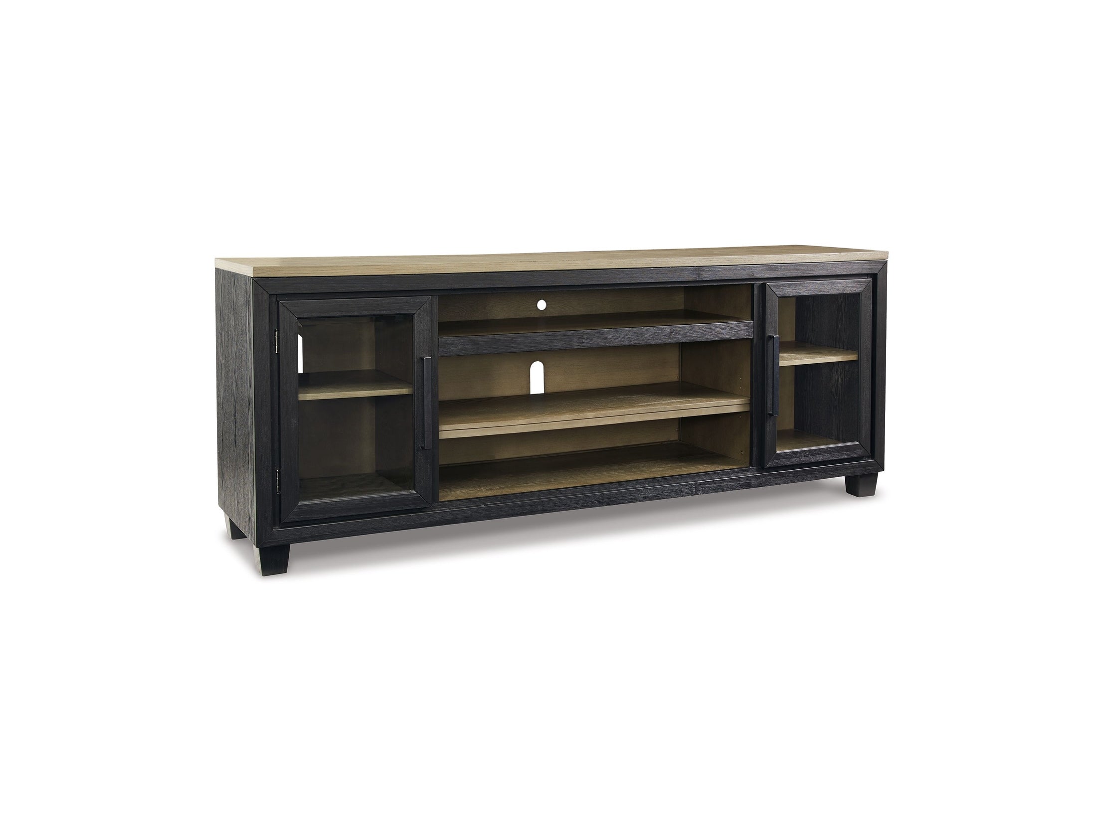Foyland - XL TV Stand w/Fireplace Option - Black / Brown