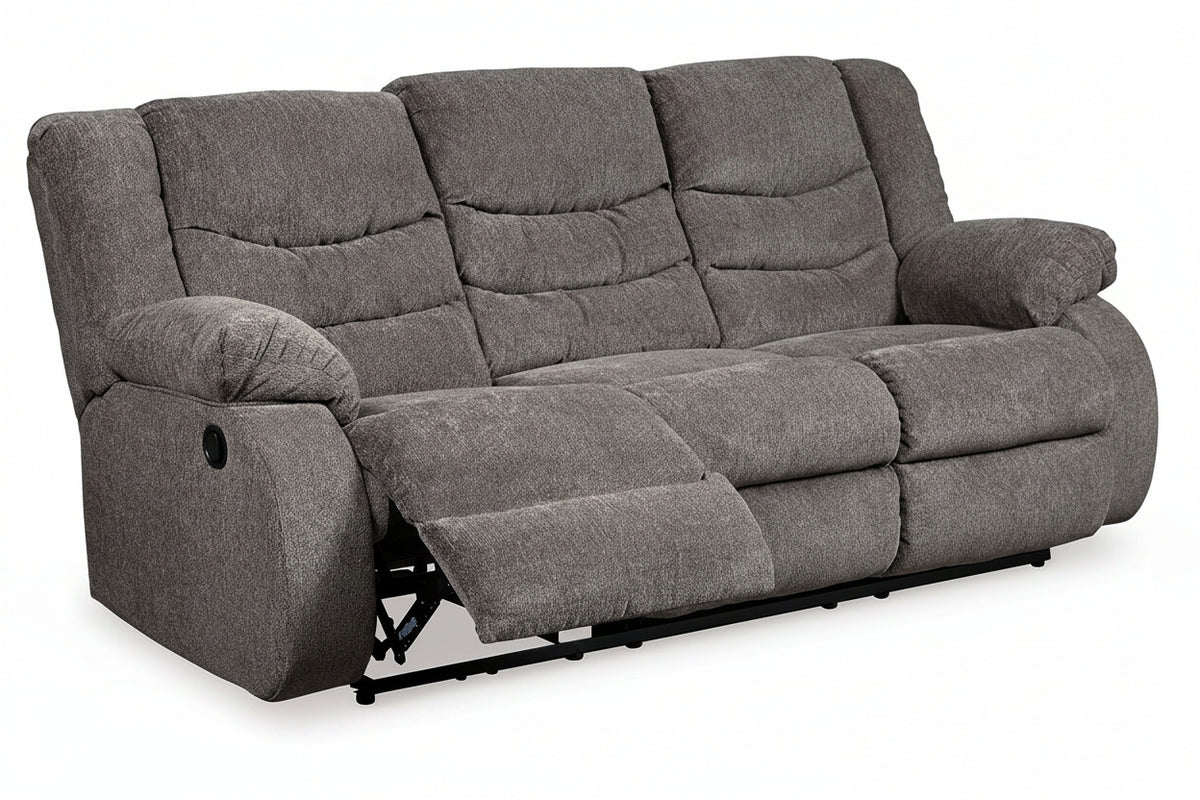 Gray reclining sofa on a white background