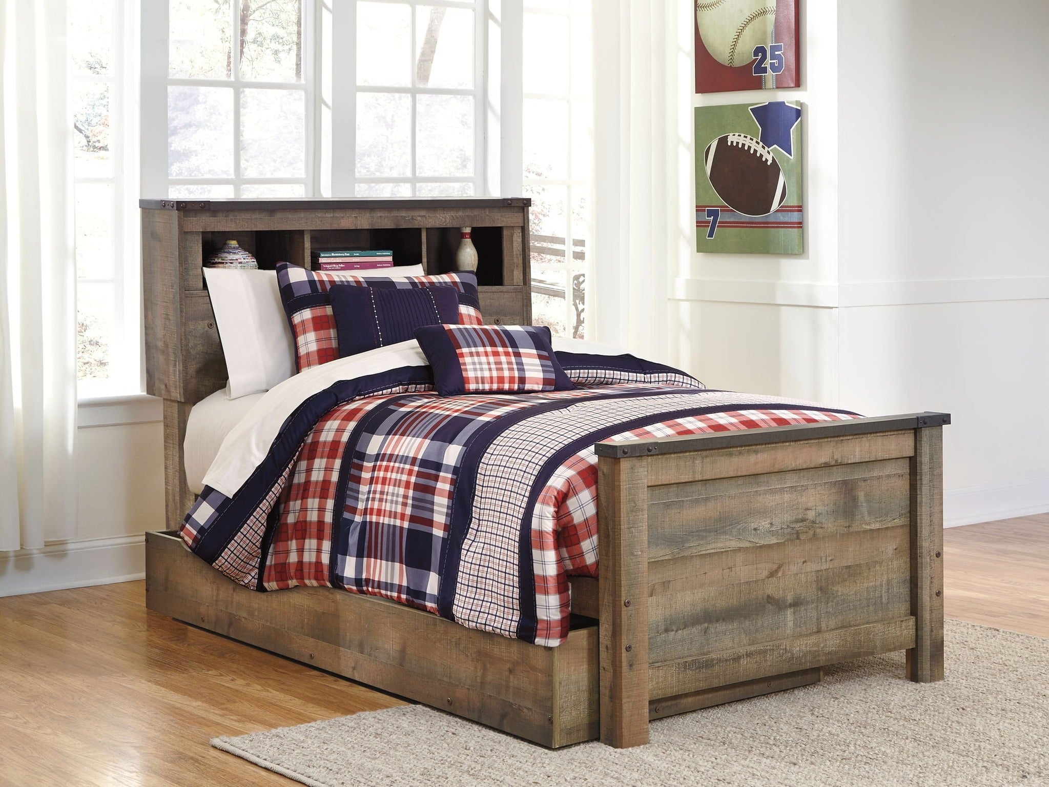Trinell - Twin Bookcase Bed With 1 Large Storage Drawer - Brown