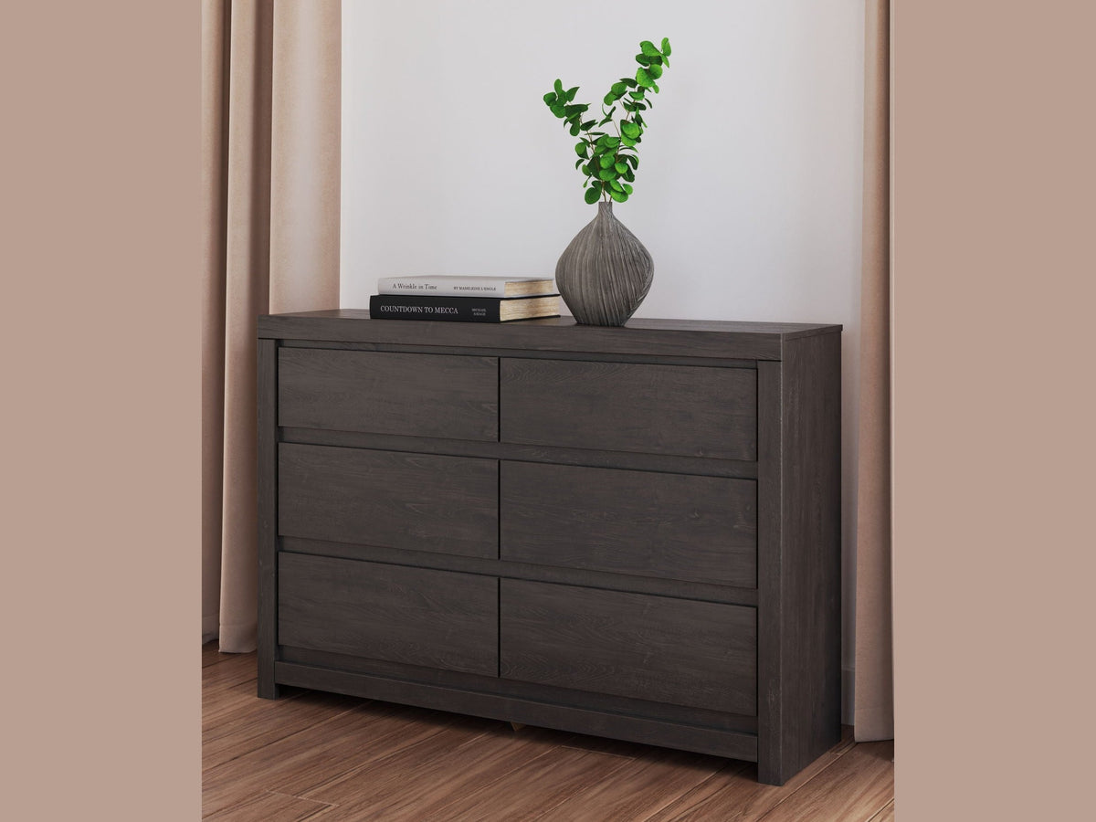 Fraluna - Six Drawer Dresser - Charcoal